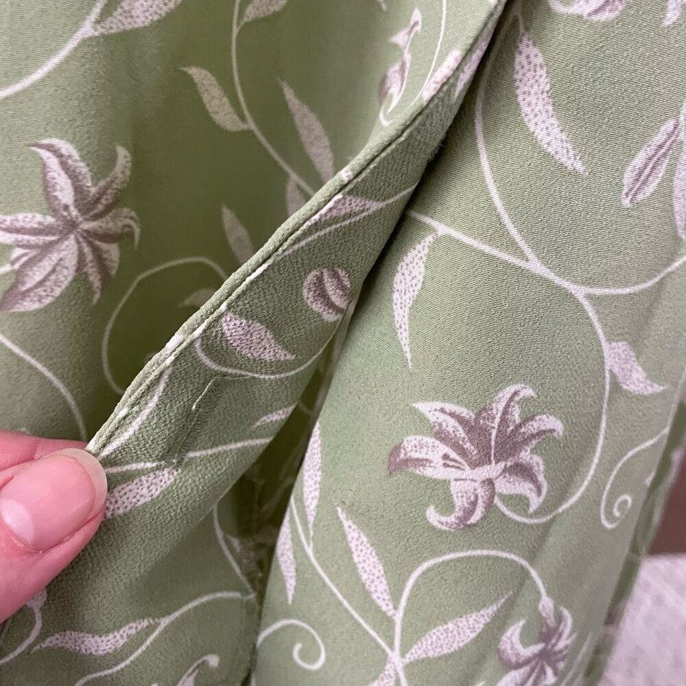 Vintage 90s Jaclyn Smith, Prairie Shirt Dress Sage Green Tie Back Button Front 1 - Picture 5 of 9